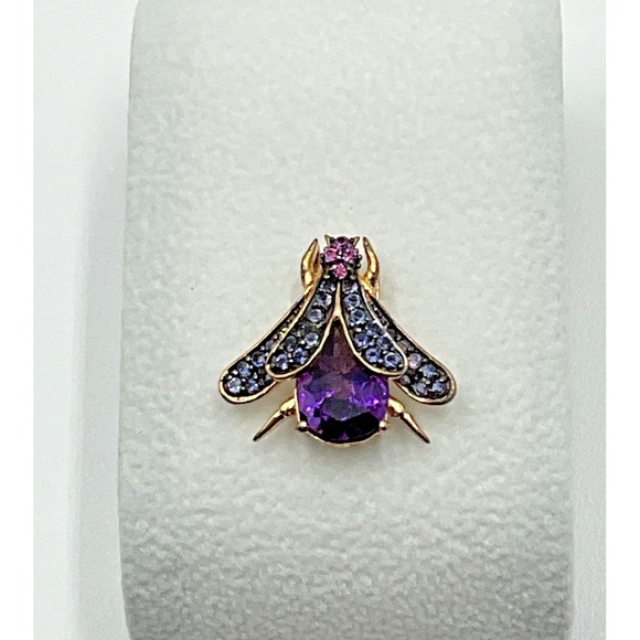 Maiden Alaska Jewelry - Artisan 14K Gold Amethyst Bee Pendant Handcrafted by Made in Alaska